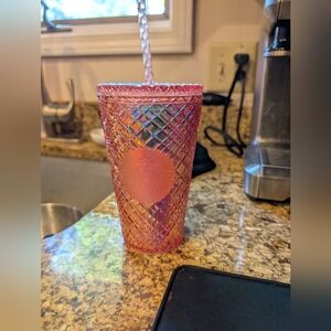 Starbucks Grande Iridescent Pink Peach Tumbler with Straw